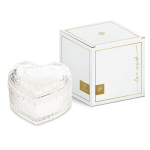 BOMBONIERA POTICHE CUORE TRASPARENTE SANDALOAMBRA