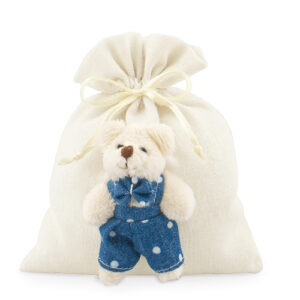 SACCHETTO CON ORSETTO JEANS POIS 15X11,5CM