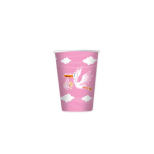 BICCHIERE 80CC CICOGNA NUVOLA ROSA 10PEZZI
