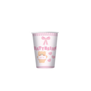 BICCHIERE 80CC BATTESIMO TEDDY ROSA 10PEZZI