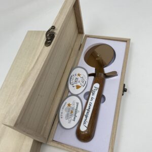 bomboniera tagliapizza metallolegno cscatola legno